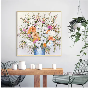 Yüksek kalite modern el yapımı boyama soyut ayçiçeği yağlıboya oturma odası dekor ıçin tuval resimleri duvar sanat poster