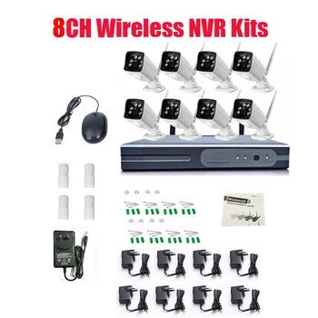 Yeni Tak ve Çalıştır 8CH Kablosuz NVR Kiti P2P 720 P HD Açık IR Gece Görüş Güvenlik IP Kamera WİFİ CCTV Sistemi