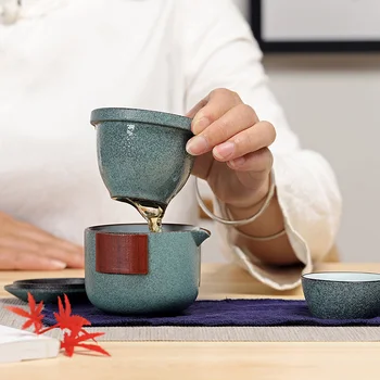 Seramik Demlik Gaiwan Çay Bardağı Porselen Çay Setleri Taşınabilir Açık Seyahat Çay Setleri Drinkware Tasarımcı Teaware Arkadaş İçin Hediye Yeni