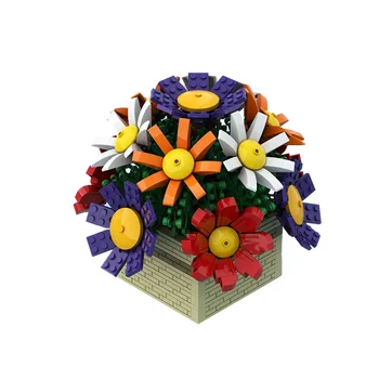 MOC Çiçek sepeti yapı taşları Buket Çiçek Merkezi Parça Blokları Ev Dekorasyon Bloom Tuğla Modeli Oyuncaklar Kız Hediyeler İçin