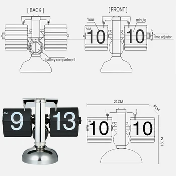 Retro Çevirme Saati Küçük Ölçekli Masa Saati Paslanmaz Çelik Çevirme Iç Dişli Kumandalı Kuvars Saat Sanat saat ev dekorasyonu
