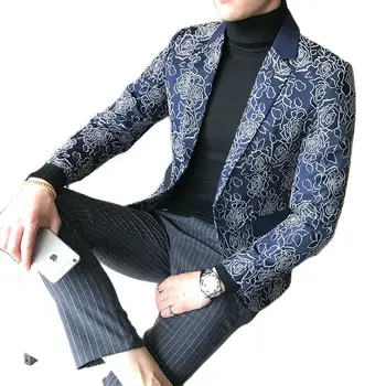 Klasik Jakarlı Takım Elbise Erkek Ceket Ince Tasarım Blazer Boyutu S M L XL XXL XXXL 4XL 5XL Moda Iş Ziyafet Erkekler Ceket