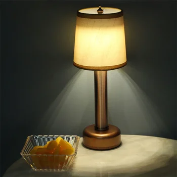 Akülü bar masa lambası kumaş abajur İle LED Başucu masaüstü gece ışık Dim Restoran Gece Kulübü sehpa ışık
