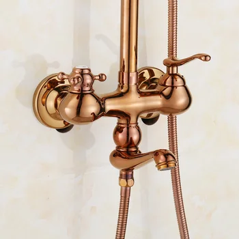 Senducs Moda Altın Duş Seti Kaliteli Pirinç Banyo Duş Dokunun 8 İnç Yuvarlak Yağış Üst Duş Sıcak Satış Gül Altın Duş Seti