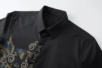2020 Düz Renk Erkek Gömlek Lüks Kraliyet Elmas Kısa Kollu Erkek Gömlek Moda Rahat Ince Erkek Elbise Gömlek artı boyutu 4XL