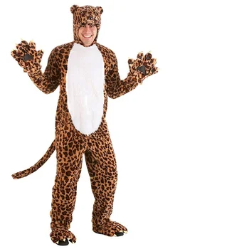 Kahverengi Leopar Panter Cosplay Kostüm Bebek Çocuk Yetişkin Onesie Pijama Karikatür Hayvan Cosplay Kostüm Kış Sonbahar Sıcak Fantezi Suit