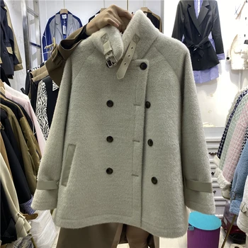 Vizon Kürk Giyim kadın 2021 Kış Yeni Kore Tarzı Gevşek Kürk Artı Kadife Yastıklı Ceket Bayan Uzun Kollu Rahat Ceket