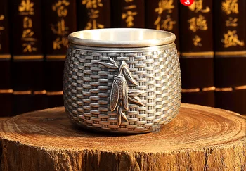 Gümüş çay bardağı, saf gümüş çay seti, tatma fincan, master fincan, ev saf gümüş 999 kung fu çay bardağı, yalıtımlı gümüş fincan 0
