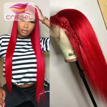 Crisel Düz Sarışın 613 / Kırmızı Dantel ön peruk İnsan Saç İsviçre Dantel peruk Remy T Parçası Renkli İnsan Saç Peruk Siyah Kadınlar ıçin