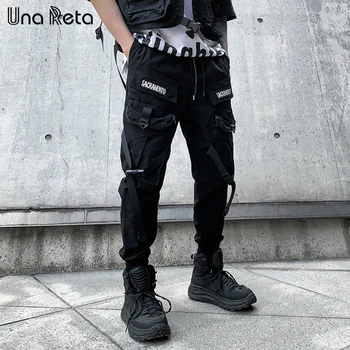 UnaReta erkek pantolonları Streetwear 2021New Japon Joggers Hip Hop Çoklu Cepler Toka Tasarım Pantolon Erkekler Rahat Kargo Pantolon Erkekler