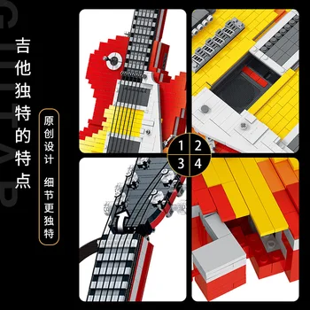 YENİ Fikirler Yaratıcı Enstrüman Modeli 21329 Dıy Gitar Yapı Taşları Tuğla Elektro Gitar Oyuncaklar Çocuklar Noel Hediyeleri 0