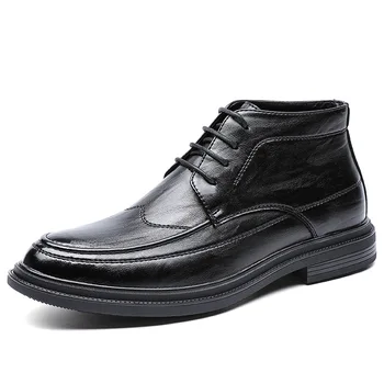 Kore tasarımcı erkekler rahat ış ofis resmi elbise ınek deri çizmeler platform ayakkabılar beyefendi ayak bileği botas adam bottine