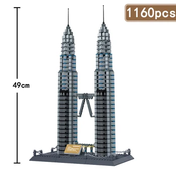 Wange 5213 Yeni Ünlü Mimari Serisi Kuala Lampur Petronas Kulesi 3D Modeli Yapı Taşları Klasik Oyuncaklar Çocuklar ıçin