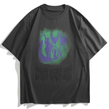Hip Hop Harajuku Tees Gömlek Streetwear Yaratıcı Maskeleri Baskı Kısa Kollu Tişörtleri Punk Rock Gotik T-Shirt Casual Tops