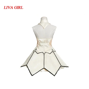 Liva kız Kılıç Zambak Cosplay Kader Kalmak Gece Kostüm Kader Sıfır Cosplay Beyaz Elbise Artoria Pendragon (Zambak) Kostüm Kadın