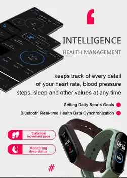 Spor Pedometre Akıllı Yürüyüş Adım Sayacı Kalp Hızı Kan Basıncı Monitörü Bilezik Su Geçirmez akıllı saat İçin Android / IOS