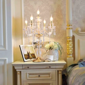 Avrupa tarzı Kristal lamba romantik Başucu led Mum lamba Düğün altın kristal masa lambası Oturma Odası dekoratif masa lambası