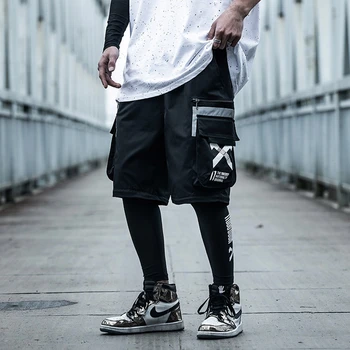 Ayrılabilir Çok Cep Kargo Pantolon Erkekler Harajuku Hip Hop Streetwear Joggers Adam Elastik Bel Eşofman Altı Techwear Taktik Pantolon