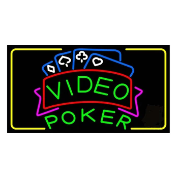 Poker Video özel el yapımı gerçek cam tüp Bar KTV mağaza parti oyun odası Reklam dekorasyon ekran Neon burcu ışık 24“X 20