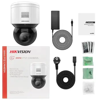 Hikvision PTZ 4X ZOOM 4MP Kamera Açık DS-2DE3A404IW-DE DarkFighter SD Kart Yuvası POE Dahili Mikrofon Hoparlör IR 50 M H. 265 Webcam