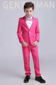 Erkek resmi elbiseler takım elbise çiçek çocuk giyim üç düğme düğün ziyafet erkek yaka üç parçalı takım elbise (ceket + pantolon + yelek + kravat)
