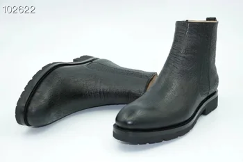 Sipriks Nadir Köpekbalığı Cilt Çizmeler Erkek Zip yarım çizmeler Kauçuk Taban Zarif Siyah Kısa Çizme Lüks En Kaliteli Beyefendi Ayakkabı