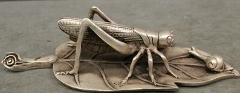 Toptan fabrika Halk Çin Gümüş Hayvanlar Bronz Locust Stalking Salyangoz Yaprak Heykeli Heykel