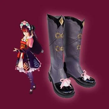 Oyun Genshin Darbe YunJin Çizmeler Cosplay Kostüm Anime Çin Opera Kıyafet Yun Jin Lolita Elbise Kadın Parti Rol Oynamak Ayakkabı