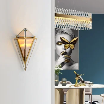 Iskandinav postmodern tasarım aplikleri ışık Basit şerit cam modern duvar lambası Ins rüzgar mavi beyaz gri cam duvar ışıkları ev için