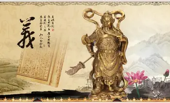 Gerçekten antik PİRİNÇ heykeli Guan Gong bakır süsler Fortuna Wu Guan Yu Guan Erye büyük servet hediyelik eşya dükkanı açıldı