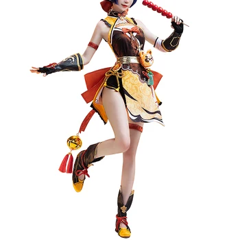 Sıcak Oyun Genshin Darbe Xiang Ling Xiangling Cosplay Kostüm Tam Set Anime kadın Giyim Boyutları S-XL Ön satış