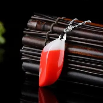 Dongma doğal Bloodstone Su Damlası Kolye Kolye erkek ve kadın şanslı kırmızı akik kolye doğum günü hediyesi halat