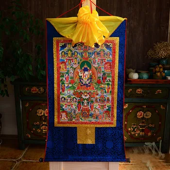 Toptan Budist malzemeleri-120 CM BÜYÜK-Tibet Budizm SANAT ipek Hewa Wenwu Baizun Buda Thang-ga Thangka Buda boyama