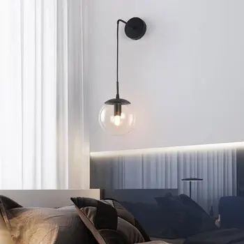 Modern minimalist asılı tel cam küre donanım duvar lambası İskandinav yaratıcı ev koridor balkon dekorasyon LED aydınlatma