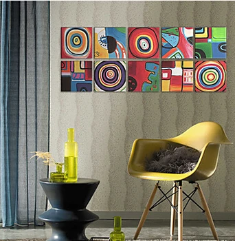 Yağlıboya 10 Set Modern Soyut Renk Cirles El-boyalı Tuval Sanat Ev Dekorasyonu Duvar Resimleri için Oturma Odaları