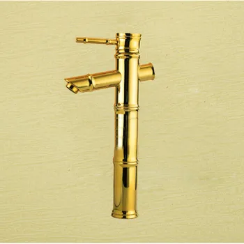 Ücretsiz Kargo Yeni ürün ile Bambu altın banyo havzası musluk sıcak soğuk prinç altın havzası evye mikser dokunun
