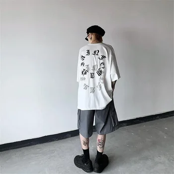Hong Kong tarzı hip-hop gömlek severler streetwear 2022 yaz yeni mektup eğilim gevşek dip kısa kollu erkek kadın T-Shirt 0