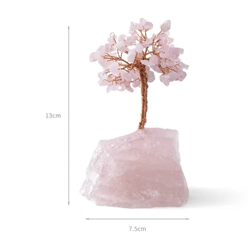 10-14 cm Kristal Ağacı Düzensiz Gül Kuvars Taş Feng Shui Servet ve Şans Ev Ofis Şanslı Para Ağacı Süsler Taşlar