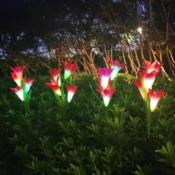 Açık LED güneş ışık RGB renk zambak bahçe çiçek su geçirmez dekoratif ışık güneş avlu çim sundurma yolu gece lambası