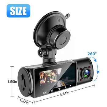 Çift Kamera Araç Dash Kamera Araba Dvr Registrator Tam 1080 P Video Kaydedici Ön Ve İç Kabin Kamera İçin Uber Taksi Sürücü C1r8
