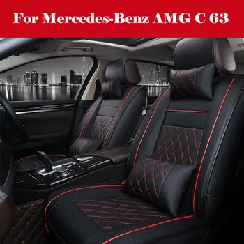 Lüks Araba Koltuğu Kapakları PU Deri 5-Seats Ön+Arka SUV Kamyon Yastık Mercedes-Benz AMG C 63 İçin Tam Set