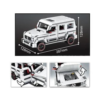Creator Serisi Uzman MOC Beyaz G500 Off-Road Araç SUV AWD Vagon Araba Yapı Taşları Tuğla Klasik Modeli Çocuklar Uyumlu 1
