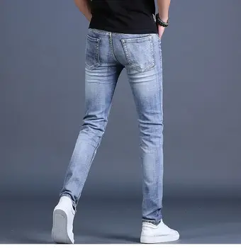 2021 erkek Yüksek Kaliteli Baskılar Mavi Kot, Slim-fit Streç Denim Pantolon, sokak Moda günlük kot, gençlik Serin Gerekir; 1