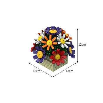 MOC Çiçek sepeti yapı taşları Buket Çiçek Merkezi Parça Blokları Ev Dekorasyon Bloom Tuğla Modeli Oyuncaklar Kız Hediyeler İçin 1