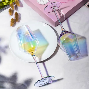 Avrupa Gökkuşağı cam şarap bardağı Kristal Kadeh Kırmızı Şarap şampanya bardakları Renk şarap bardağı Ev düğün Parti Drinkware 1