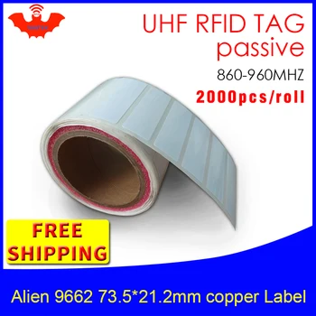 RFID etiketi UHF etiket Alien 9662 EPCprintable bakır etiket 868 m 2000 adet ücretsiz kargo adhensive uzun mesafe pasif RFID etiketi 2