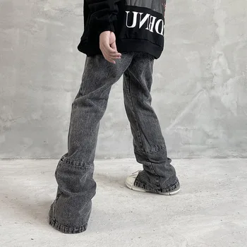 Eukaaru Streetwear Erkekler Denim Kot Yüksek Sokak Fermuar Dekoratif Erkek Gevşek Kot Hip Hop Kot Erkekler Boy Pantolon Pantolon 2