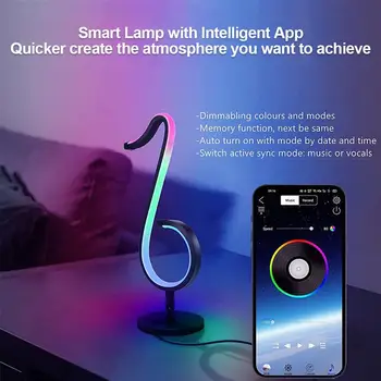 2021 Yeni gece ışık 20 W müzik not RGB dekorasyon lamba uzaktan kumanda ayarlanabilir yatak odası masaüstü ışık 2