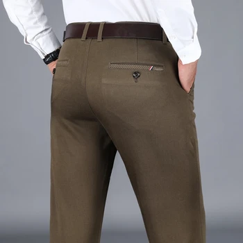 Baskılı Ekose erkek Rahat Pantolon Iş Yüksek Kaliteli Pamuk Esneklik Düz Elbise Erkek Marka 2021 Bahar 2