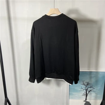 Erkek Uzun Kollu T Gömlek Sonbahar Yeni Yuvarlak Yaka Uzun Kollu Kazak Koyu Gevşek Hem Tasarım Gençlik Moda Giyim 3